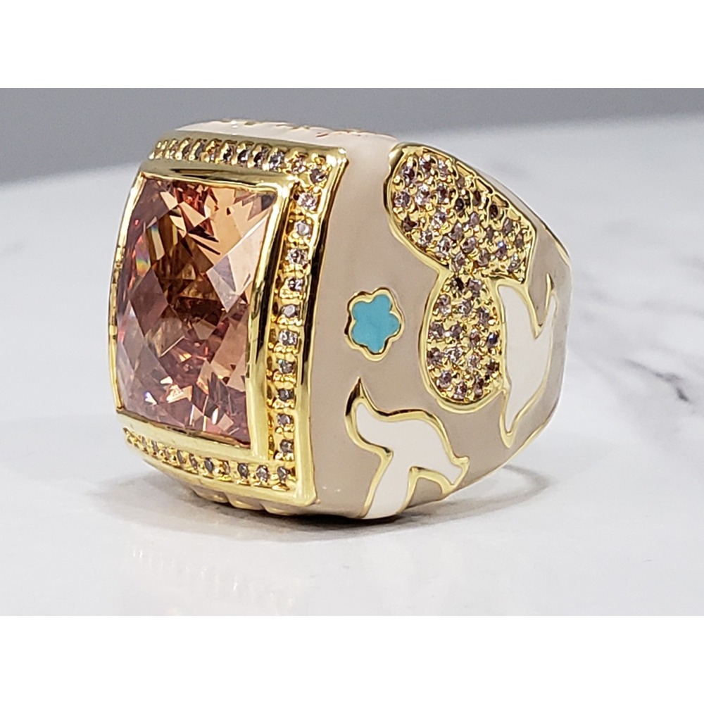 Lauren G Adams DOVE RING LIVE FREE enamel statement cocktail wanderlust boho
